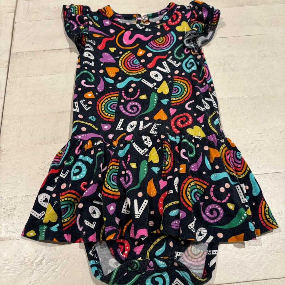Little Bum Bums Ruffle Dress Hearts & Rainbows 12-18 months